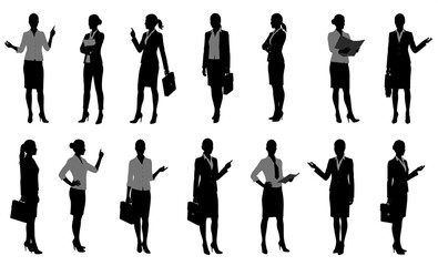 Silhouette Group of Businesswomen | Diverse Female Professional Figures for Corporate Presentations and Workforce Diversity Illustrations
