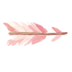 Artistic Arrow with Freeform Strokes in Blush Pink Isolated on Transparent Background