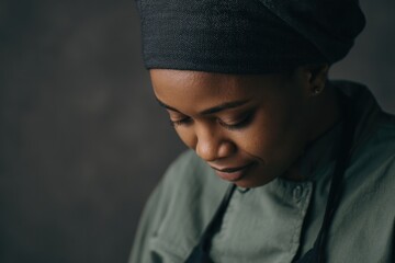 portrait of person of any race age or gender in culinary environment showcasing emotions or actions associated with