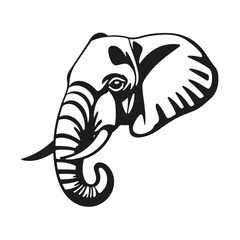 Elephant head silhouette, isolated vector illustration, wild animal graphic design	