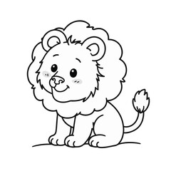 Naklejka premium Cute Lion Coloring Page with Simple Lines for Kids' Art Projects, Educational Materials, Activity Books, and Creative Design