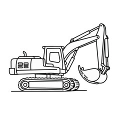 Naklejka premium Excavator Toy with Bold Outline for Coloring Pages, Educational Resources, Art Projects, and Kids' Crafts