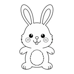 Obraz premium Plush Bunny Coloring Page with Simple Lines for Kids' Art Activities, Educational Resources, Parenting Blogs, and Creative Projects