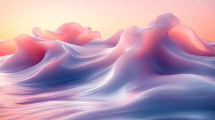 Fototapeta premium Abstract flowing forms rendered with dreamy colors and gradients in soft light and shadows