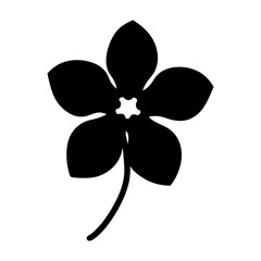Elegant Minimalist Black Flower Illustration with Five Petals on White Background