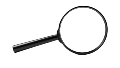 Close-Up View of a Black Magnifying Glass with a Handle Isolated on a White Background for Search and Investigation Concepts