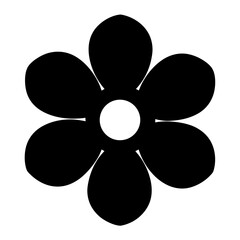 Black and white flower with six petals design on white background