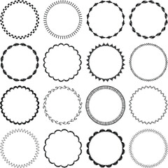 Circular frame hand drawing doodle scribble circles element set