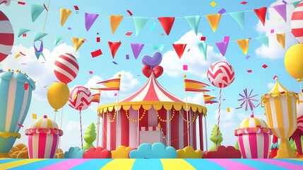 Obraz premium Festival greeting card cartoon illustration