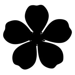 Bold Silhouette of a Five Petaled Flower Against a White Background