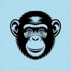 Obraz premium Smiling Chimpanzee Head Vector Illustration Black and White