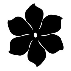 Black and white abstract flower with five petals, simplistic botanical design
