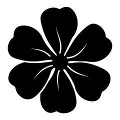 Black and White Five Petal Flower Silhouette with Delicate Inner Details