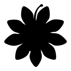 Black and white silhouette of a symmetrical eight petal flower shape