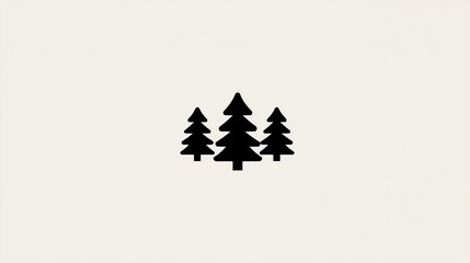 Obraz premium Minimalist icon of three coniferous trees standing tall against a plain backdrop