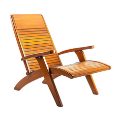 Modern Minimalist Wooden Beach Chair with a Foldable Isolated on Transparent Background
