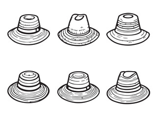 straw hat and starfish minimalist line art illustration