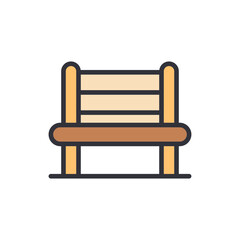 Simple Wooden Bench Illustration Isolated On Transparent Background
