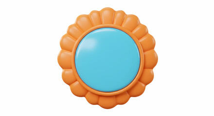 Cute Orange  Blue Flower Button
