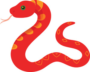 Cute Cartoon Red Snake Illustration