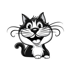 Fototapeta premium Cat head line art on white background, ideal for logos, tattoos, branding, and pet-themed designs.