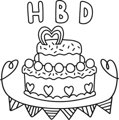 Birthday fruit cake outline design