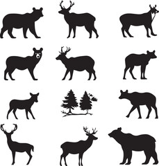 Obraz premium wild animals silhouettes