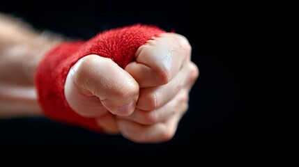 Hand with Red Wrap Punching