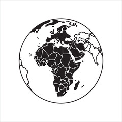 Black and White Earth Globe Icon