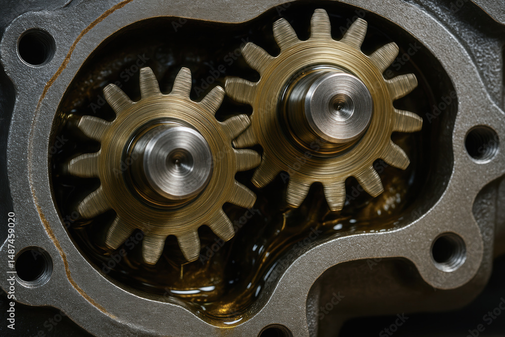 Aufkleber hydraulic mechanism with metal gears working smoothly inside mechanical system showing precise engin