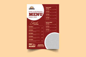 Restaurant Food and Beverages Menu Flyer Template – Vintage Style Brochure Design for Cafe or Diner