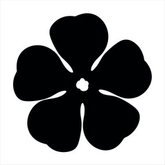 Simple stylized black flower design, five petals, minimalist vector illustration graphic