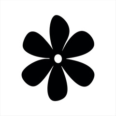 Simple black and white flower with five petals in symmetrical arrangement