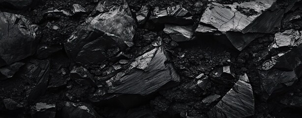 Close-up views of different types of coal and textures. AI generated image