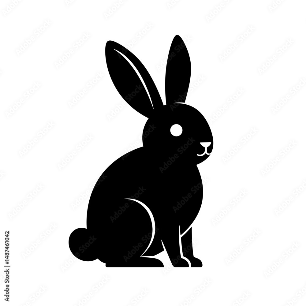 Poster black rabbit silhouette: a sleek silhouette of a rabbit. the simplicity and elegance of the black sh