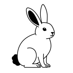 Obraz premium Arctic Hare Illustration: A simple yet charming illustration of an arctic hare, sitting peacefully. The hare is depicted in black and white, with its characteristic fluffy tail.