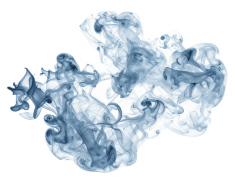Ethereal Blue Smoke Swirls on Transparent Background for Artistic and Creative Use in Design and Media Projects