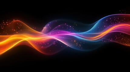 Fototapeta premium Abstract Colorful Wave with Glowing Particles, Digital Art, Neon Lights, Vibrant Hues, Dynamic Energy, Smooth Flowing Lines