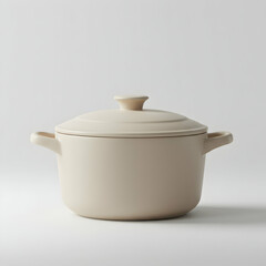 Beige Ceramic Dutch Oven Cooking Pot with Lid