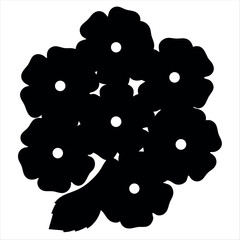 A Beautiful Bouquet of Black Flowers with White Centers in Silhouette Style
