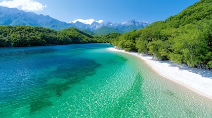 Lake and Beach Scene