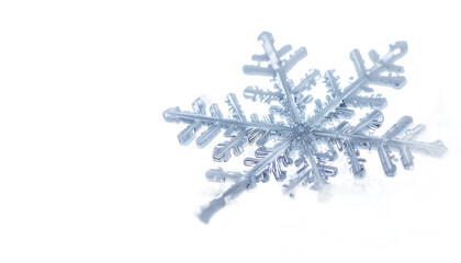 Crystal Clear Snowflake Spreading Winter Magic on a Frosty Background for Seasonal Celebrations or Nature Themes