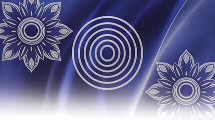 Abstract Blue Background with Mandala and Concentric Circles Design