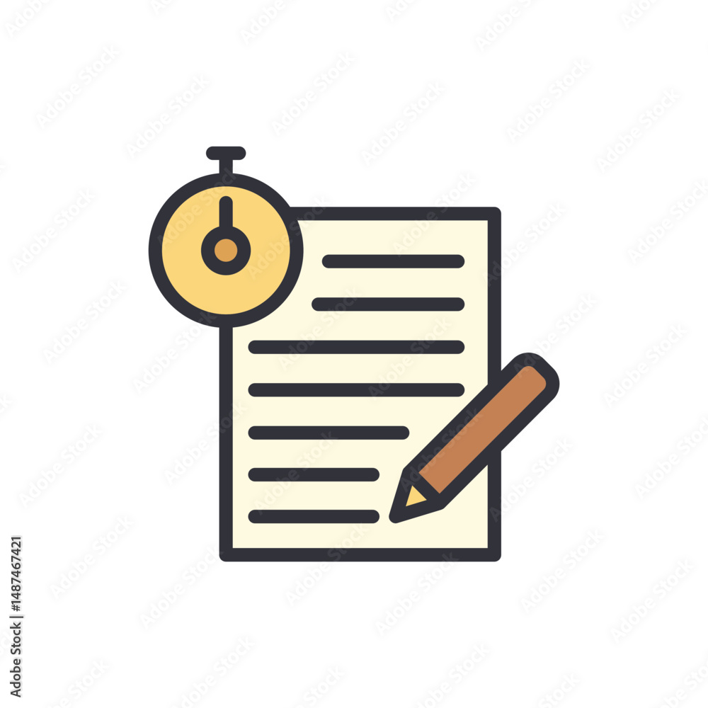 Poster deadline project time management with stopwatch and document writing