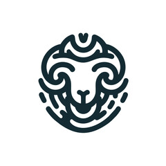 Abstract Sheep Head Logo, Bold Strokes, Flat Color Palette