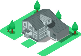 Isometric house illustrated on white background