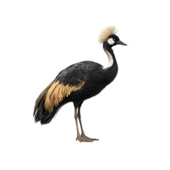 Obraz premium Majestic Black Crowned Crane with Golden Accents Isolated on white background