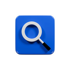 Front views 3d render of blue search icon illustration