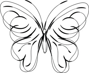Elegant Black Line Art Butterfly Design Illustration