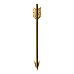 Modern Arrow with Sharp Precision in Brilliant Gold Isolated on Transparent Background